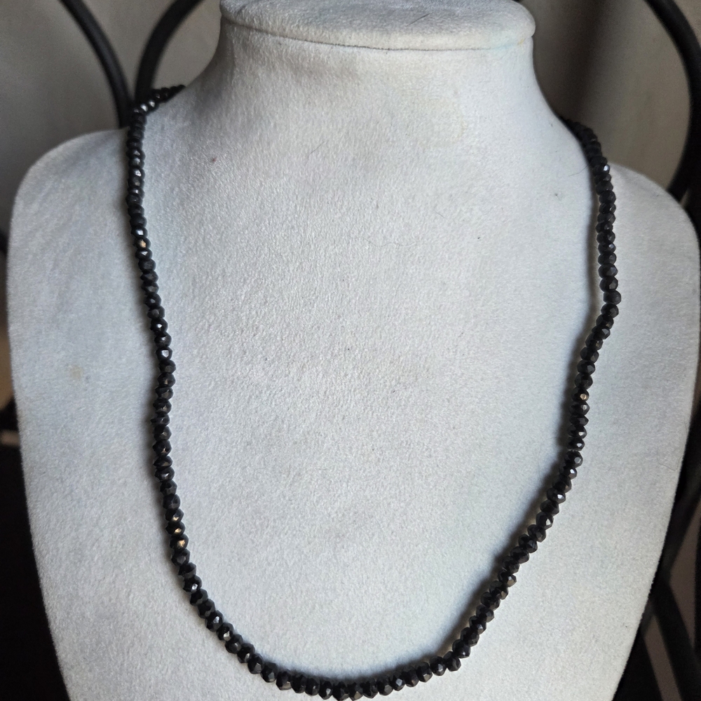 Black Spinel Bead Necklace - Elegant Women’s Jewelry
